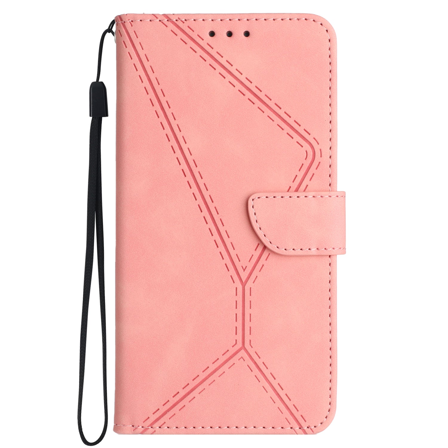 HT05 For Xiaomi Redmi 13C 4G / 5G / Poco C65 4G Leather Case Wallet Cover Imprinted Line - Pink HT05 For Xiaomi Redmi 13C 4G / 5G / Poco C65 4G Leather Case Wallet Cover Imprinted Line - Pink